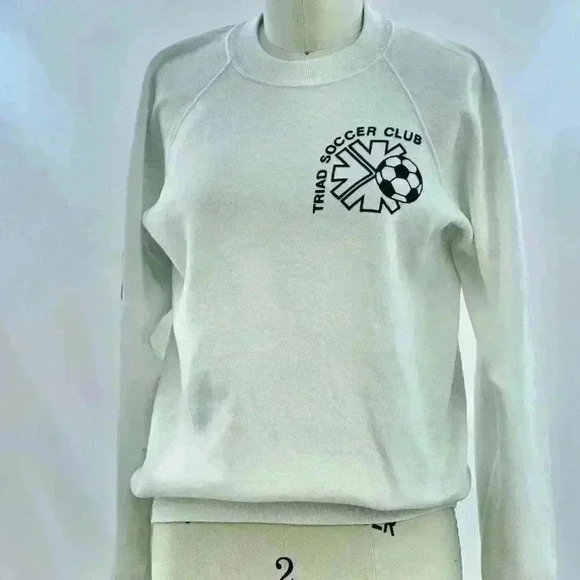 Vintage 80s White Soccer Club 50/50 Sweatshirt - Picture 3 of 4